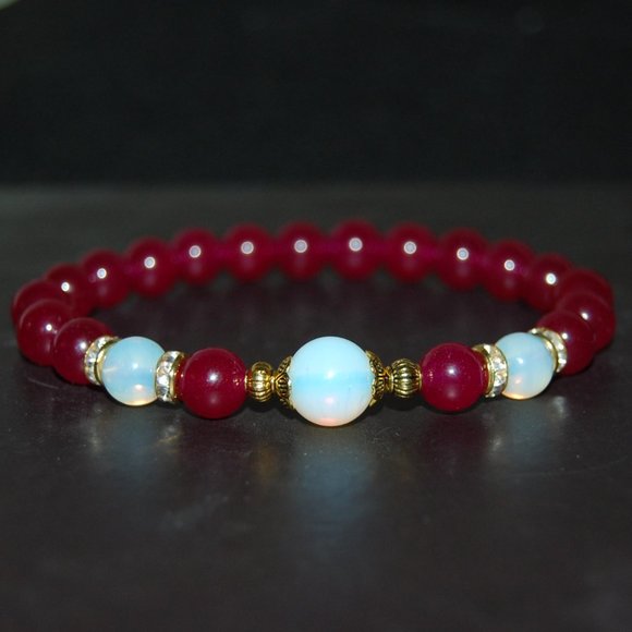 Agate Bracelet,Burgundy Agate Bracelet,8mm Beads,Burgundy Beads Bracelet - Picture 1 of 3